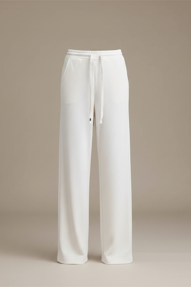 Pantalon Velours Blanc Côtelé Ample Décontracté Femme - Cordé - vue 3