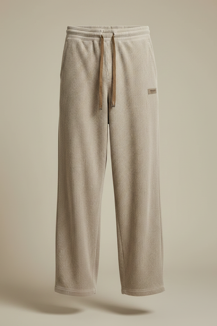 Pantalon Velours Côtelé Beige Ample Décontracté Homme - Cordé - vue 3