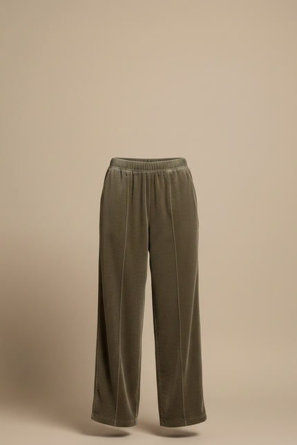 Pantalon Large En Velours Côtelé Femme - Kaki - vue 3