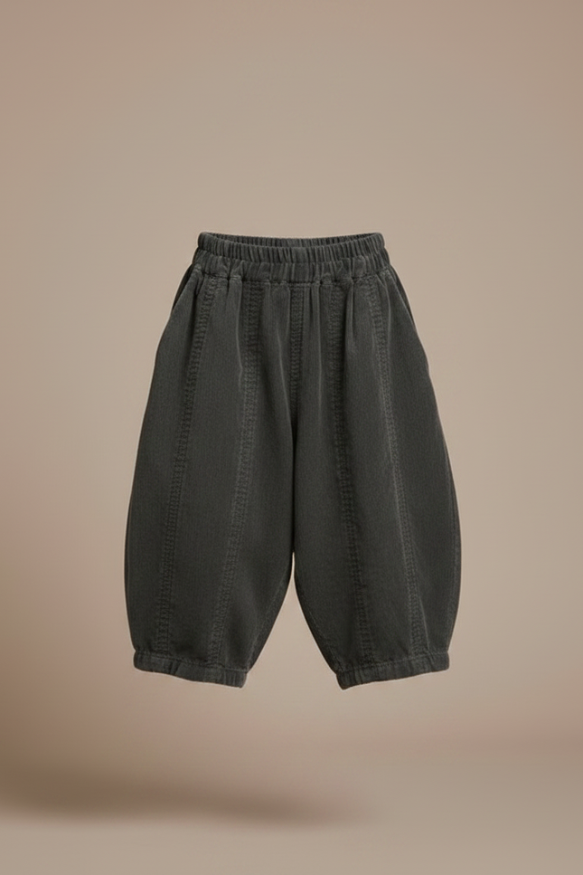 Pantalon Velours Côtelé Gris Ample Garçon Rétro - Cordé - vue 3