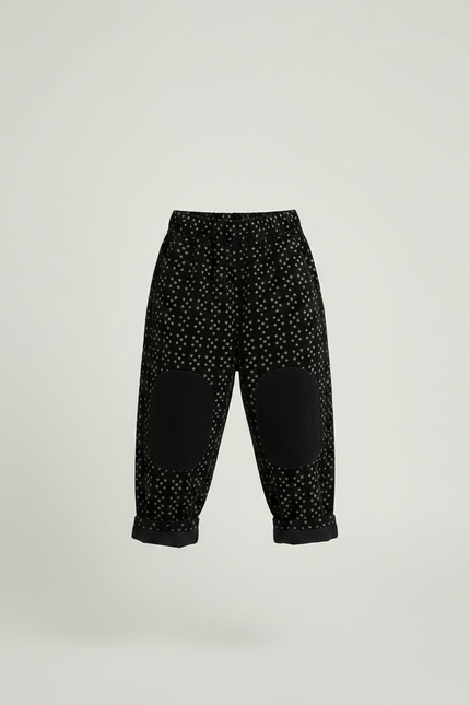 Pantalon Velours Noir Ample Imprimé Genouillères Enfant - vue 3