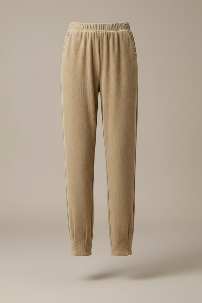 Pantalon Velour Cotelé Beige - Cordé - vue 3