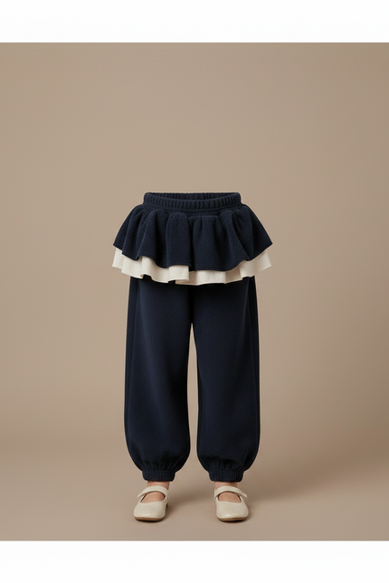 Pantalon Velours Marine Ample Bouffant Enfant Doux - Molleton - vue 3