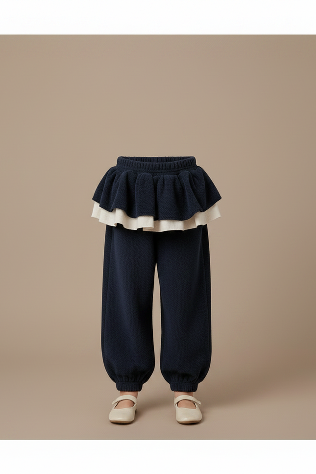 Pantalon Velours Marine Ample Bouffant Enfant Doux - Molleton - vue 3