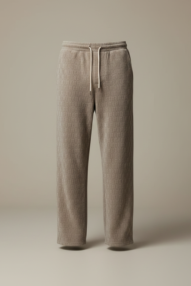 Pantalon Velours Beige Carreaux Ample Cordon Homme - vue 3
