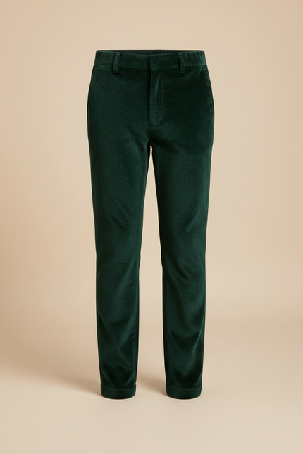 Pantalon Velours Vert Émeraude Droit Enfant Élégant - vue 3