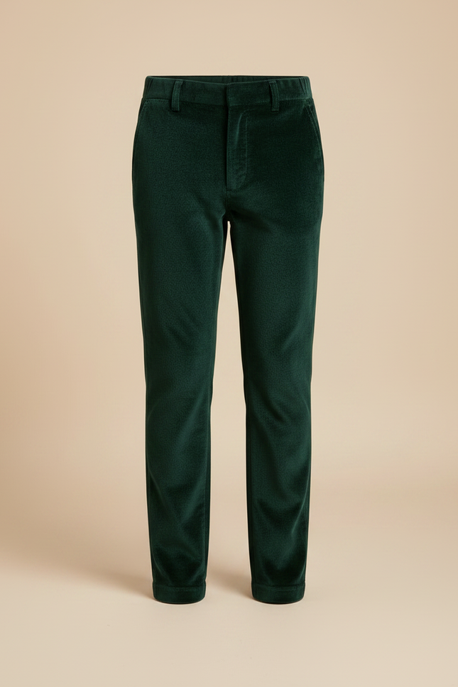 Pantalon Velours Vert Émeraude Droit Enfant Élégant - vue 3