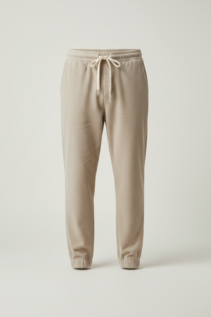 Pantalon Velours Côtelé Beige Homme Décontracté Cordon - Cordé - vue 3