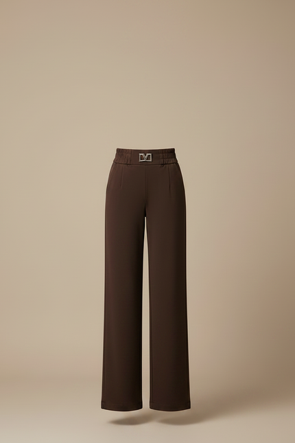 Pantalon Velours Marron Taille Haute Ample Élégant - vue 3