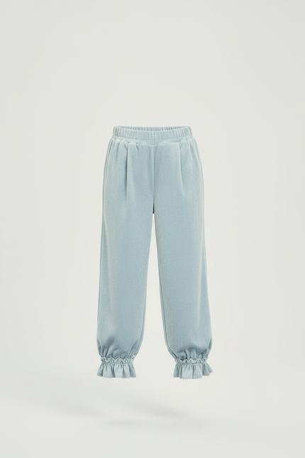 Pantalon Velours Bleu Ciel Fluide Froncé Enfant - vue 3
