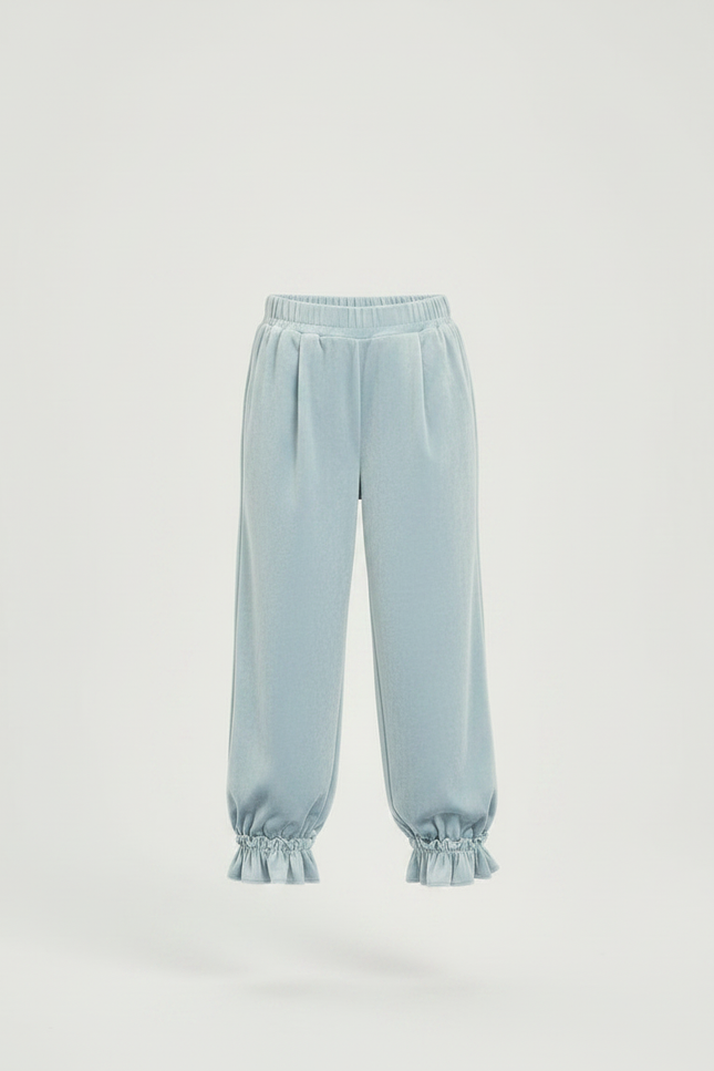 Pantalon Velours Bleu Ciel Fluide Froncé Enfant - vue 3