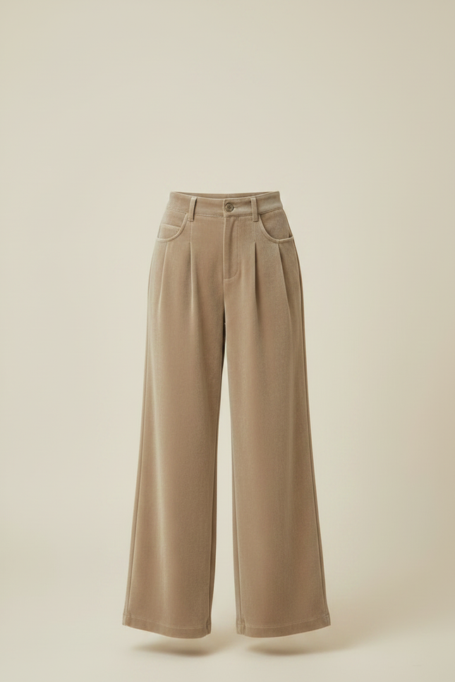 Pantalon Velours Beige Ample Fille Décontracté Chaud - vue 3