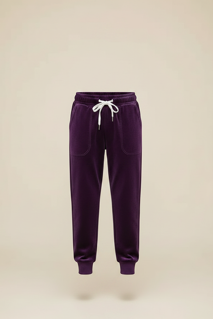 Pantalon Velours Violet Doux Enfant Garçon Jogging - vue 3