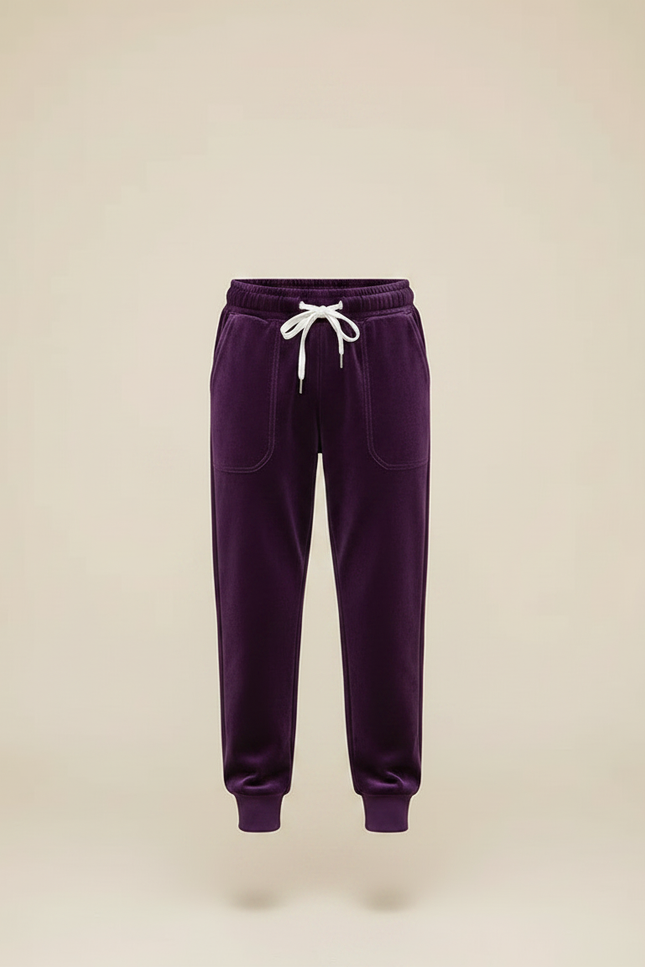 Pantalon Velours Violet Doux Enfant Garçon Jogging - vue 3