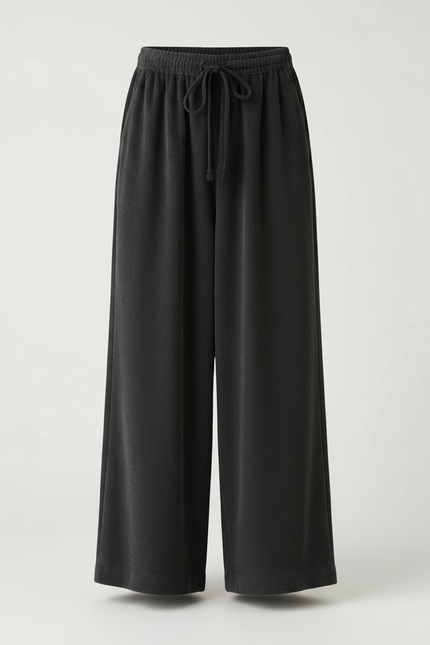 Pantalon Velours Côtelé Ample Décontracté Cordon Gris - vue 3