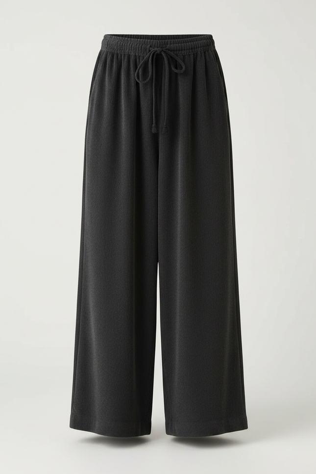 Pantalon Velours Côtelé Ample Décontracté Cordon Gris - vue 3