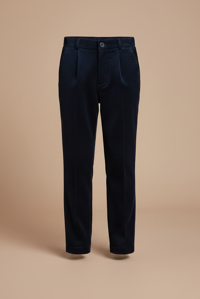 Pantalon Velours Cotelé Bleu - Marine - vue 3