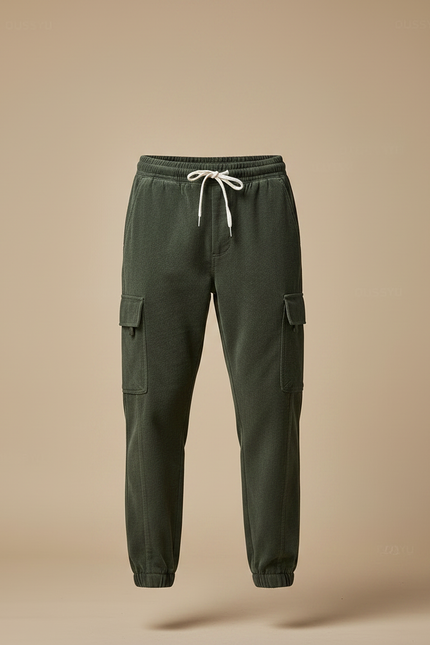 Pantalon Velours Cargo Vert Côtelé Décontracté Homme - Cordé - vue 3