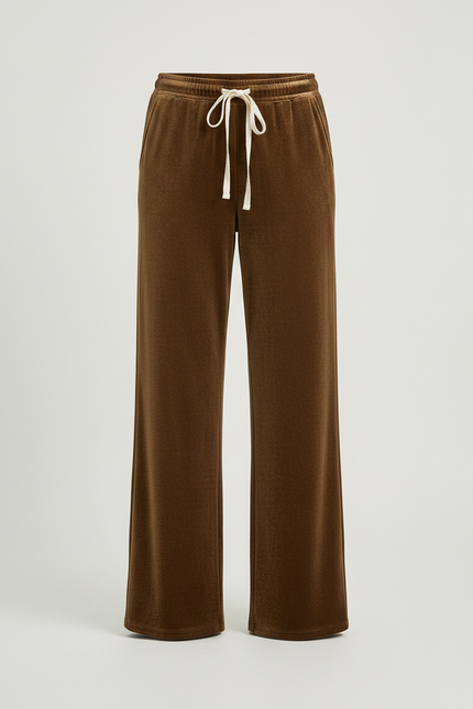 Pantalon Velours Marron Ample Fluide Décontracté - vue 3