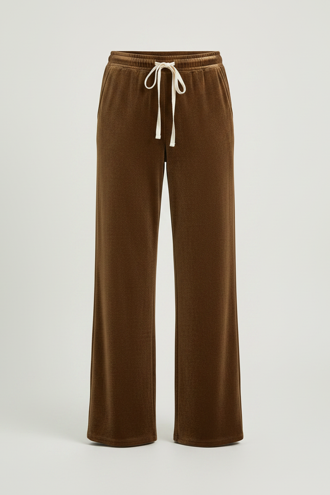 Pantalon Velours Marron Ample Fluide Décontracté - vue 3