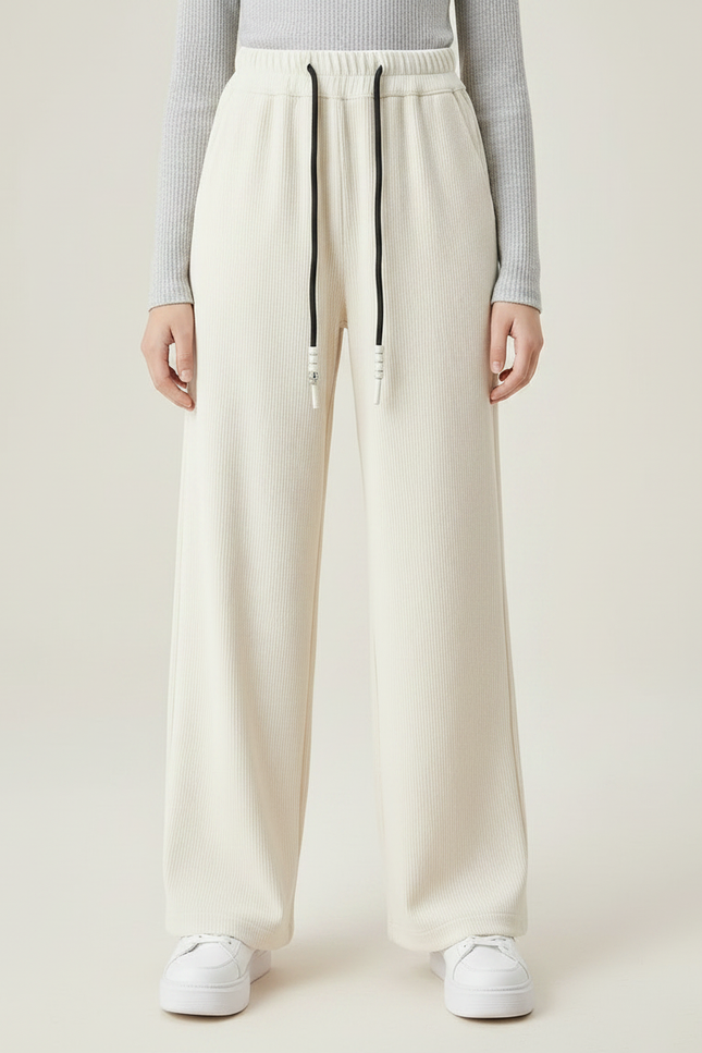 Pantalon Velours Côtelé Ample Blanc Cassé Enfant - Cordé - vue 3