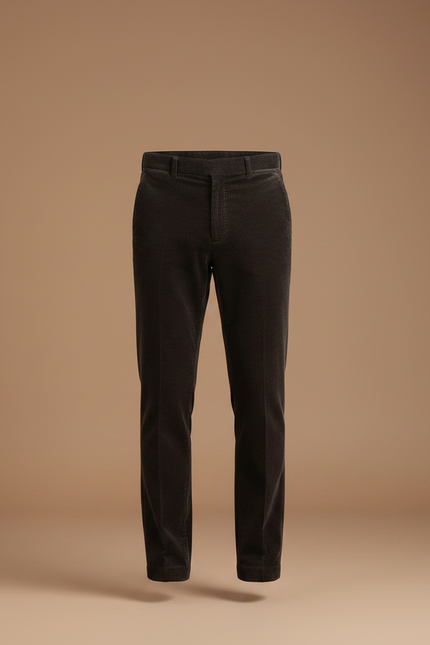 Pantalon Velours Marron Côtelé Droit Homme Élégant - Cordé - vue 3