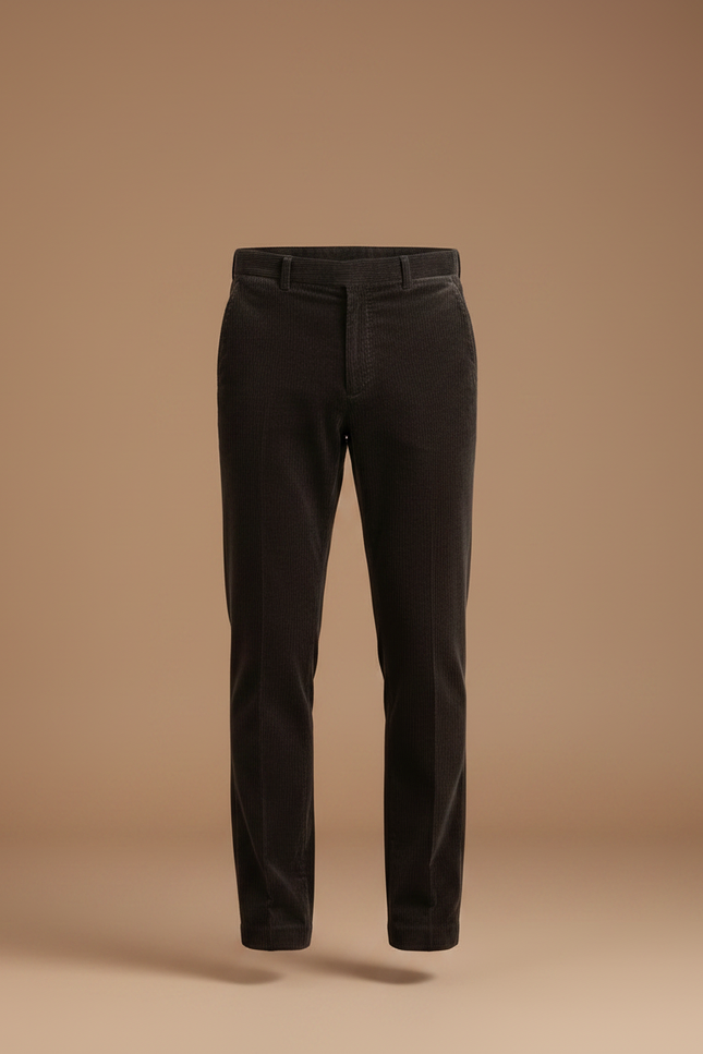 Pantalon Velours Marron Côtelé Droit Homme Élégant - Cordé - vue 3