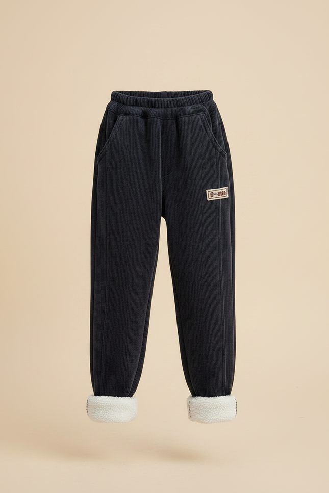 Pantalon Velours Marine Côtelé Ample Doublé Enfant - Cordé - vue 3