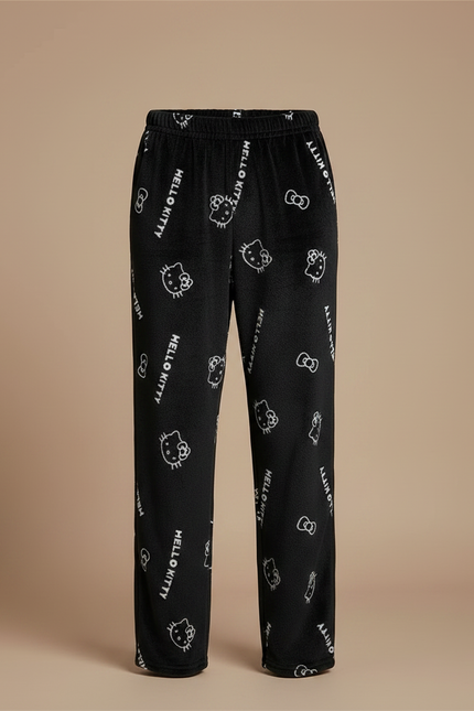 Pantalon Velours Noir Ample Hello Kitty Doux - vue 3