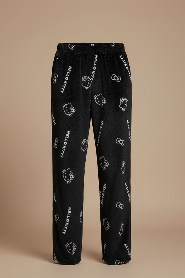 Pantalon Velours Noir Ample Hello Kitty Doux - vue 3