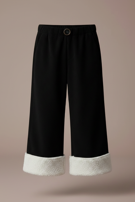 Pantalon Velours Noir Côtelé Ample Doublé Enfant - Cordé - vue 3