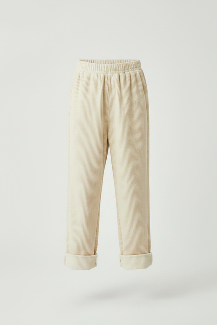 Pantalon Cotele Velour - Beige Cordé - vue 3