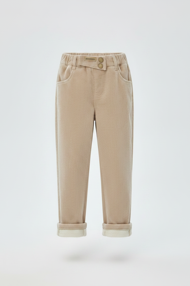 Pantalon Velours Beige Côtelé Doublé Chaud Enfant - Cordé - vue 3