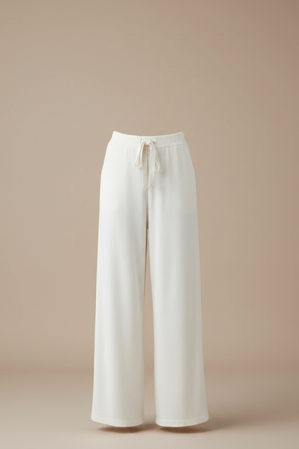 Pantalon Velours Crème Ample Décontracté Confortable Cordon - Blanc - vue 3