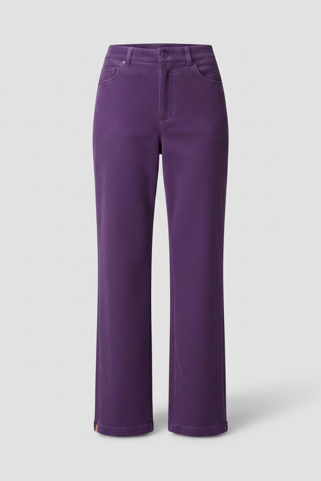 Pantalon Velours Côtelé Violet Large Confortable Femme - Cordé - vue 3