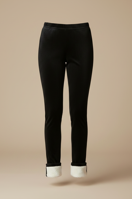 Pantalon Velours Noir Slim Doublé Molletonné Femme - vue 3
