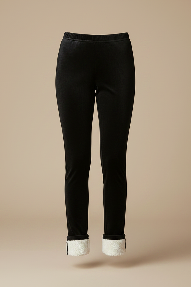 Pantalon Velours Noir Slim Doublé Molletonné Femme - vue 3