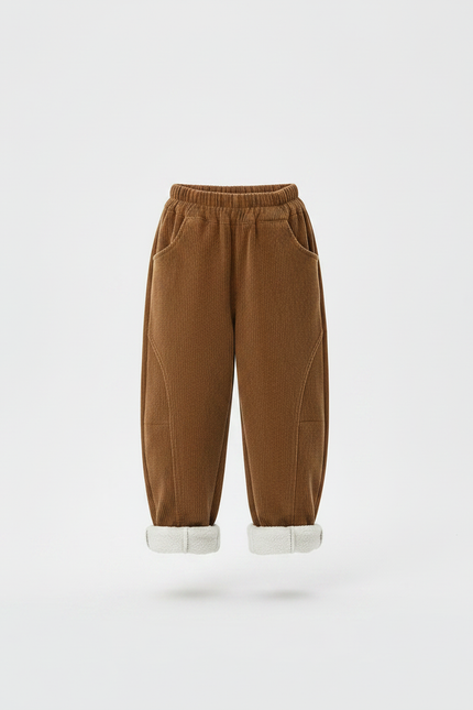 Pantalon Velours Côtelé Marron Ample Doublé Enfants - Cordé - vue 3