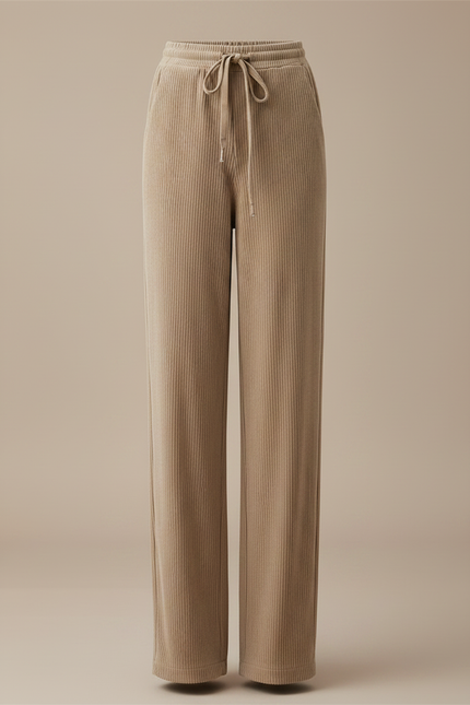Pantalon Velours Côtelé Droit Ample Beige Femme - Cordé - vue 3
