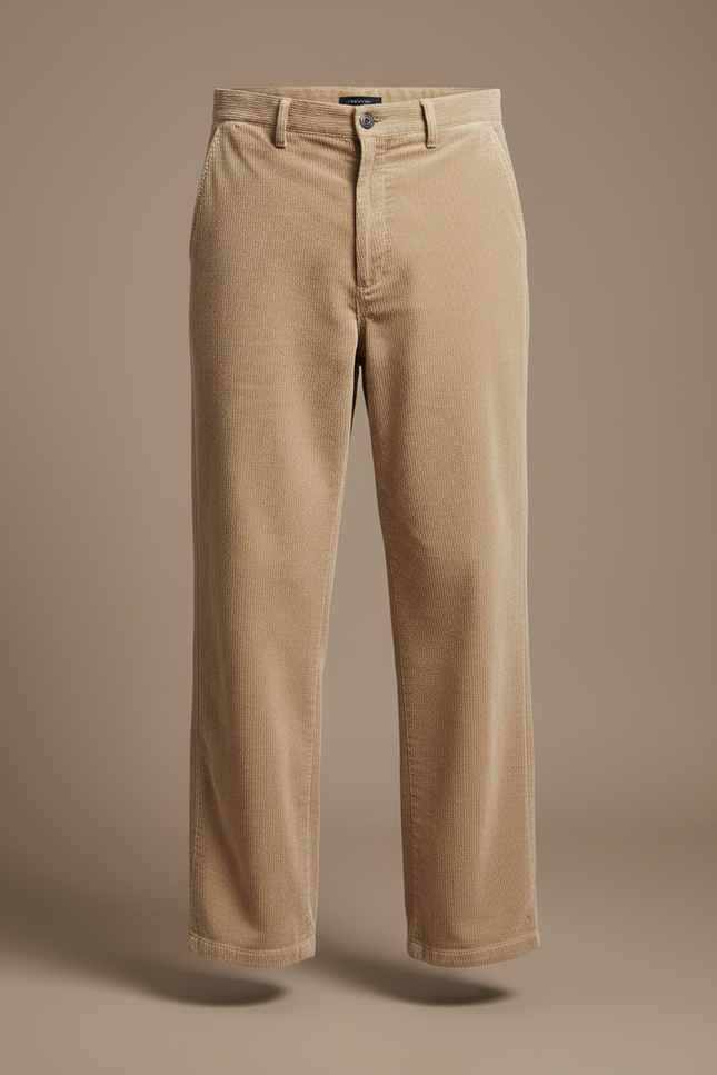 Pantalon Velours Côtelé Homme Ample Décontracté Beige - Cordé - vue 3