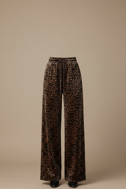 Pantalon Velours Léopard Large Taille Haute Femme - Imprimé - vue 3