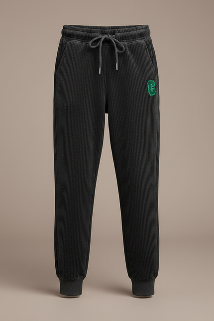 Pantalon Velours Côtelé Ample Gris Enfant Décontracté - Cordé - vue 3