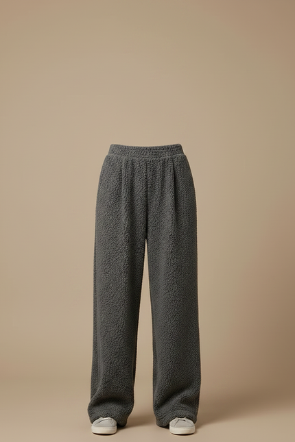 Pantalon Velours Gris Bouclé Large Confortable Femme - vue 3