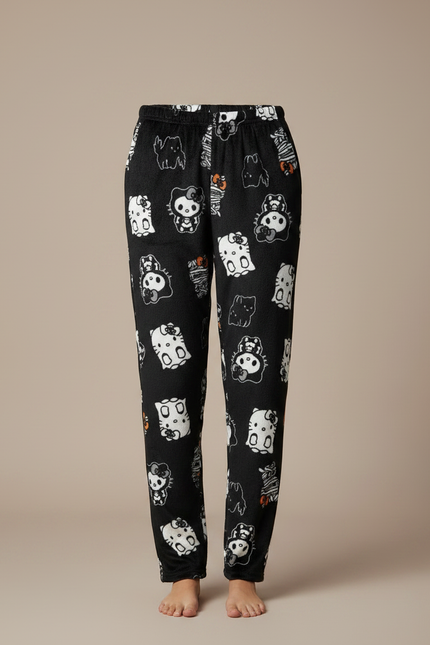 Pantalon Velours Noir Ample Flannel Hello Kitty - vue 3