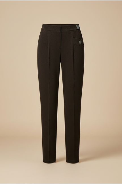 Pantalon Velours Marron Taille Haute Décontracté Élégant Femme - Cordé - vue 3