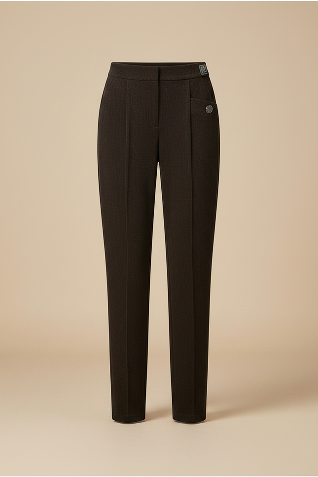 Pantalon Velours Marron Taille Haute Décontracté Élégant Femme - Cordé - vue 3