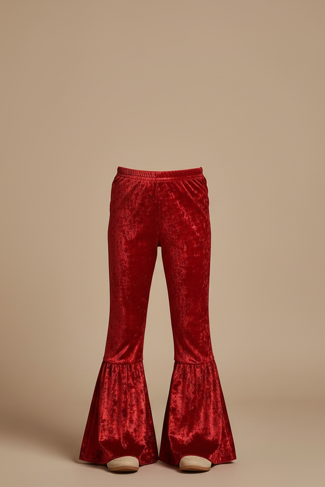 Pantalon Évasé Velours - Rouge - vue 3
