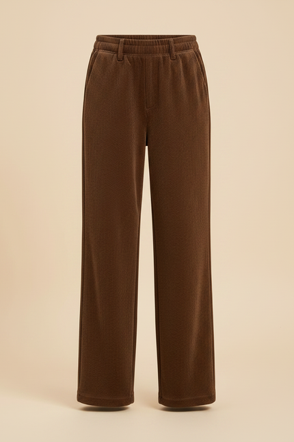 Pantalon Velours Marron Côtelé Droit Ample Enfant - Cordé - vue 3