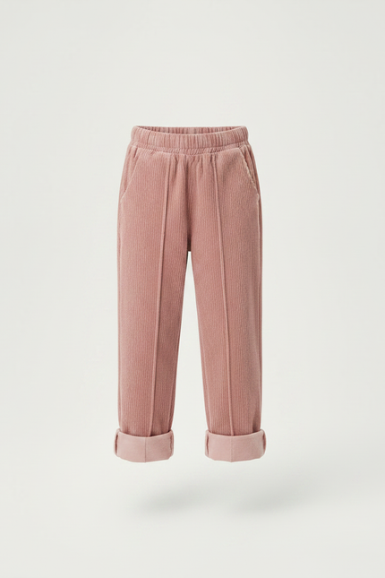 Pantalon Velours Fille Rose Droit - Cordé - vue 3