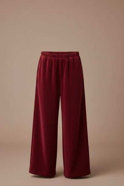 Pantalon Velours Rouge Ample Enfant Hiver - Bordeaux - vue 3